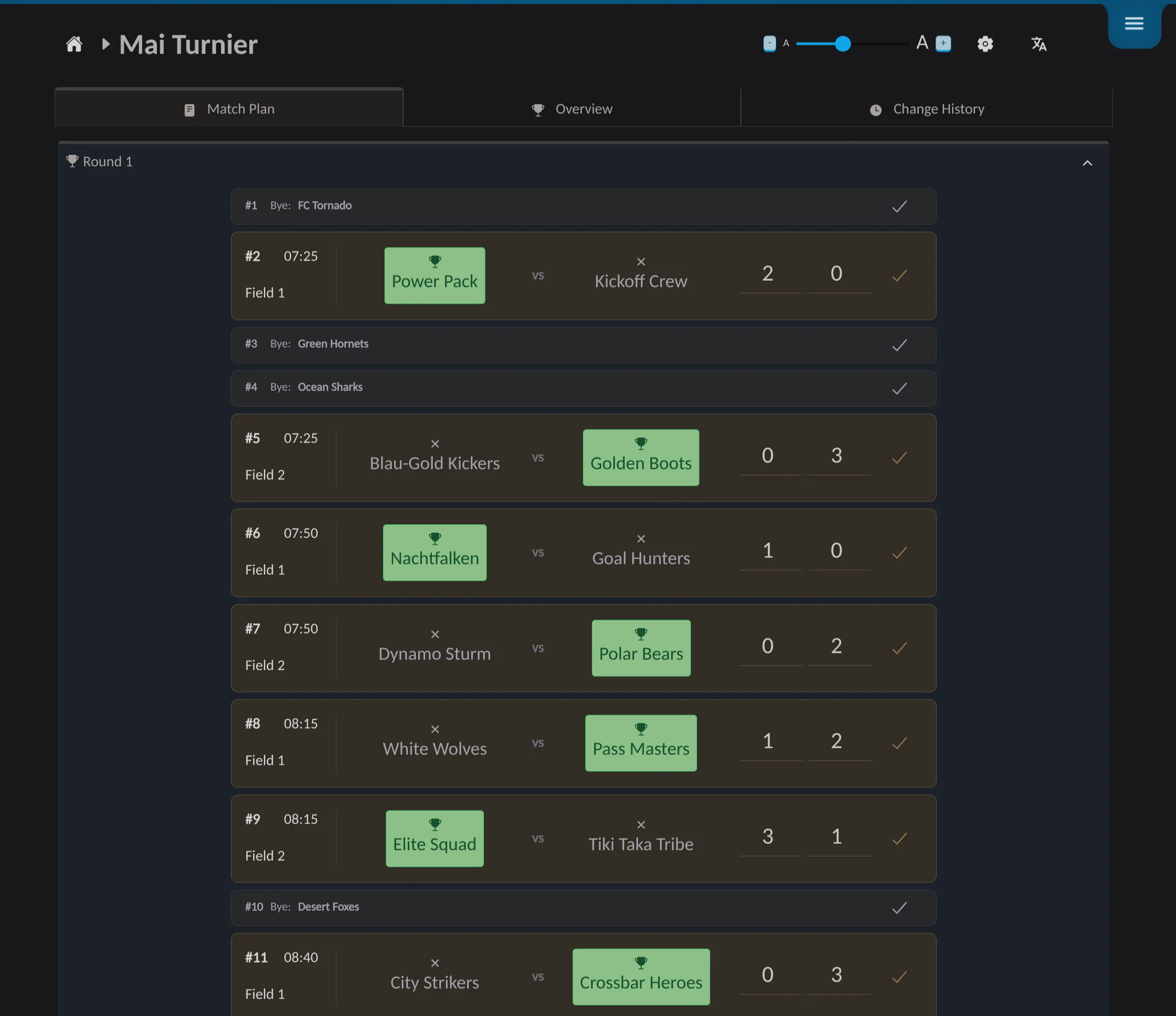 📸 Screenshot: Live tournament page / App mockup – This is what a running tournament looks like