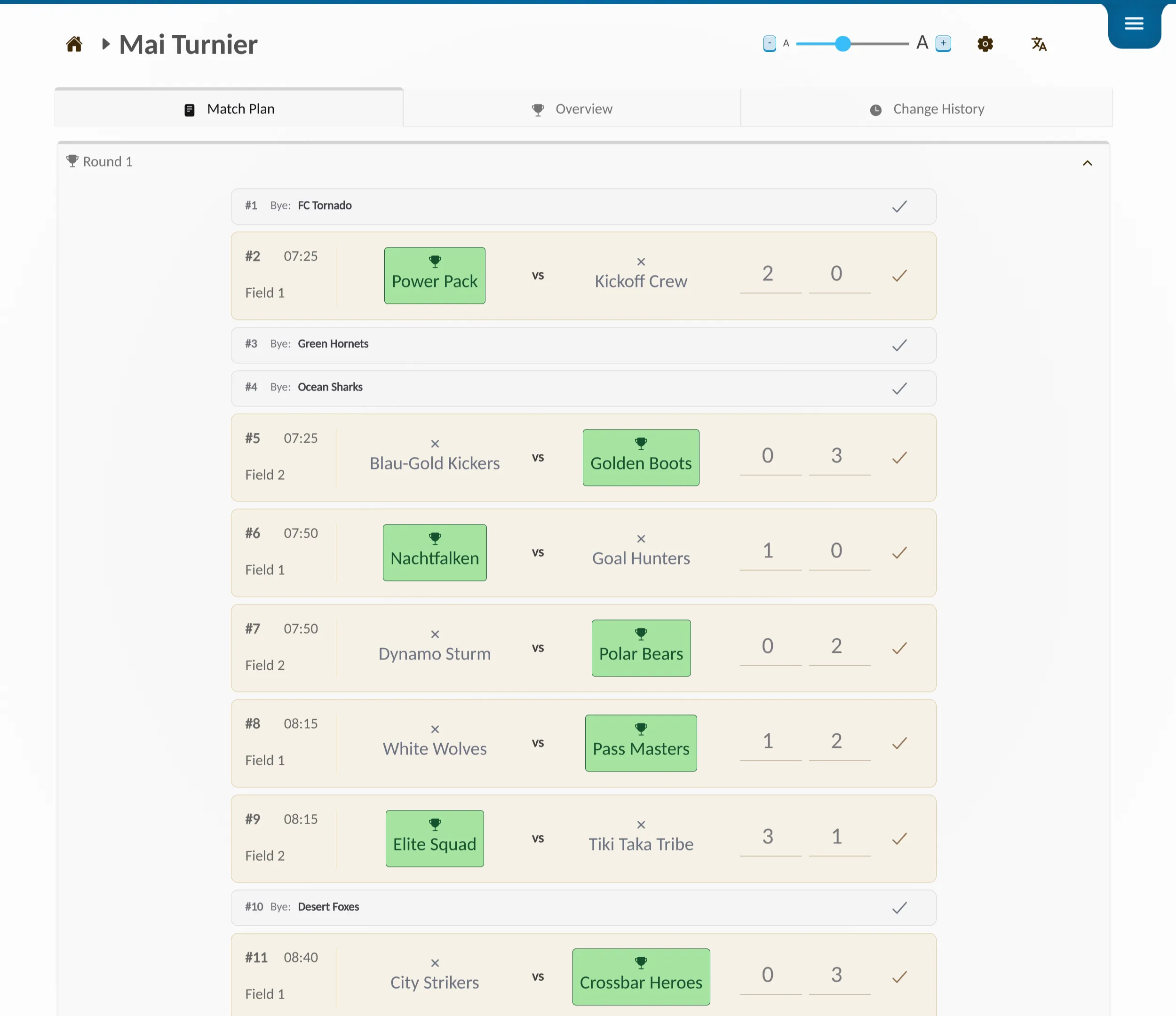 📸 Screenshot: Live tournament page / App mockup – This is what a running tournament looks like