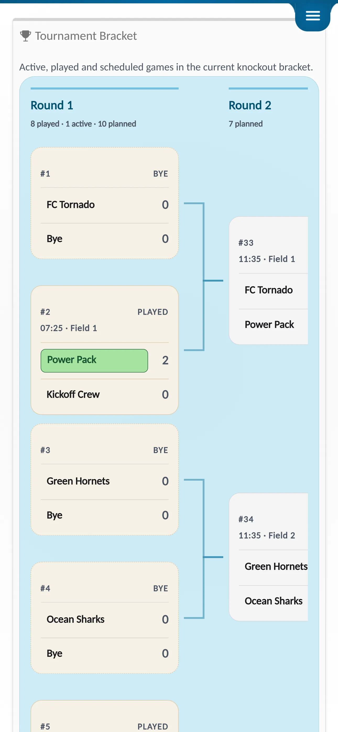 📸 Screenshot: Live tournament page / App mockup – This is what a running tournament looks like